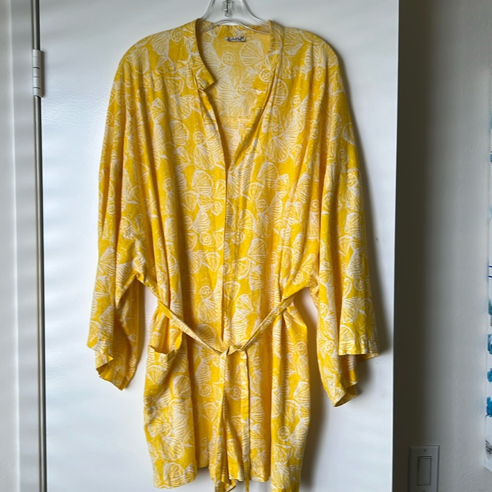 FREE PEOPLE 💛 lightweight cotton, kimono romper cover up Sz L